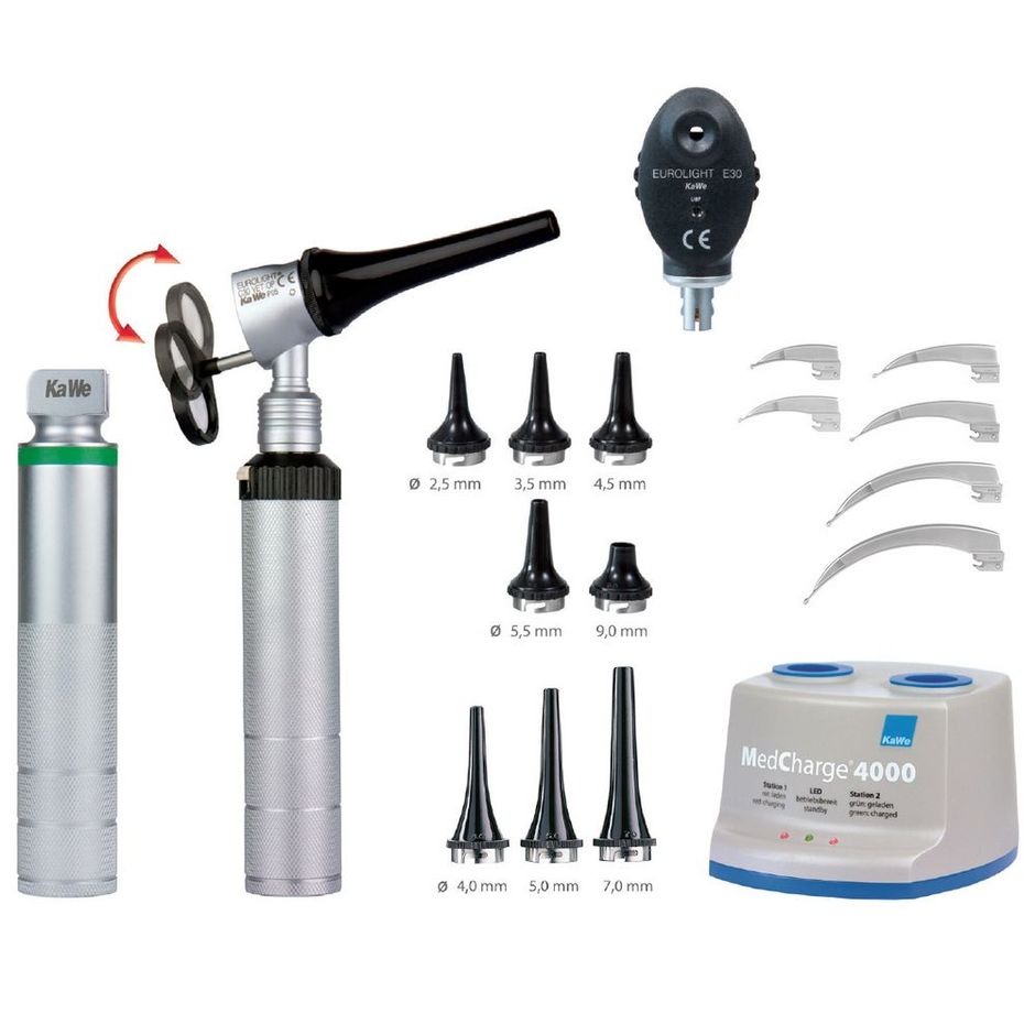 KaWe Otoscope/Ophthalmoscope/Laryngoscope Mackintosh LED Fibre-Optic