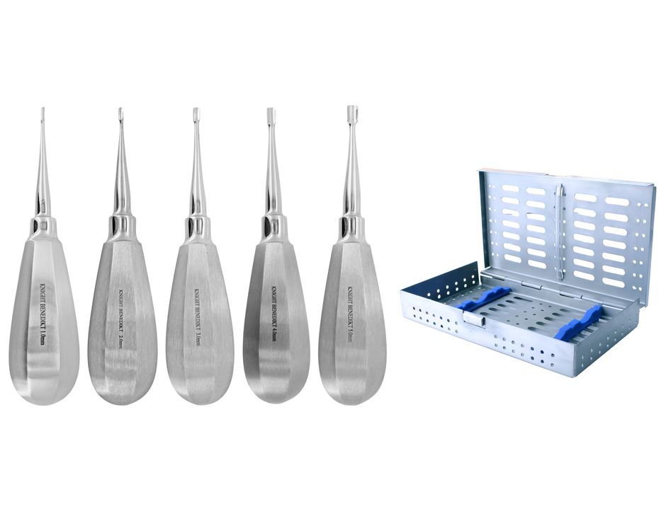 Knight Benedikt Winged Elevators with Stubby Handle Set in Metal Case